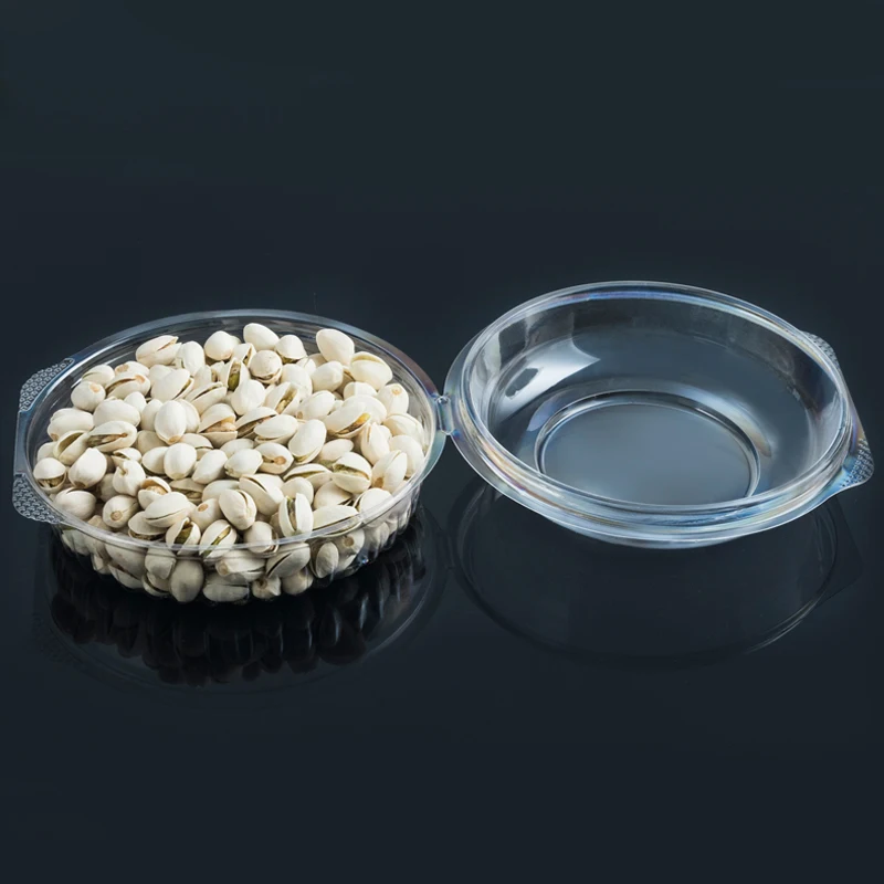 Eco-Friendly round Clamshell Clear PET Plastic Container with Lid Disposable Blister Pack for Salads for Food and Vegetables