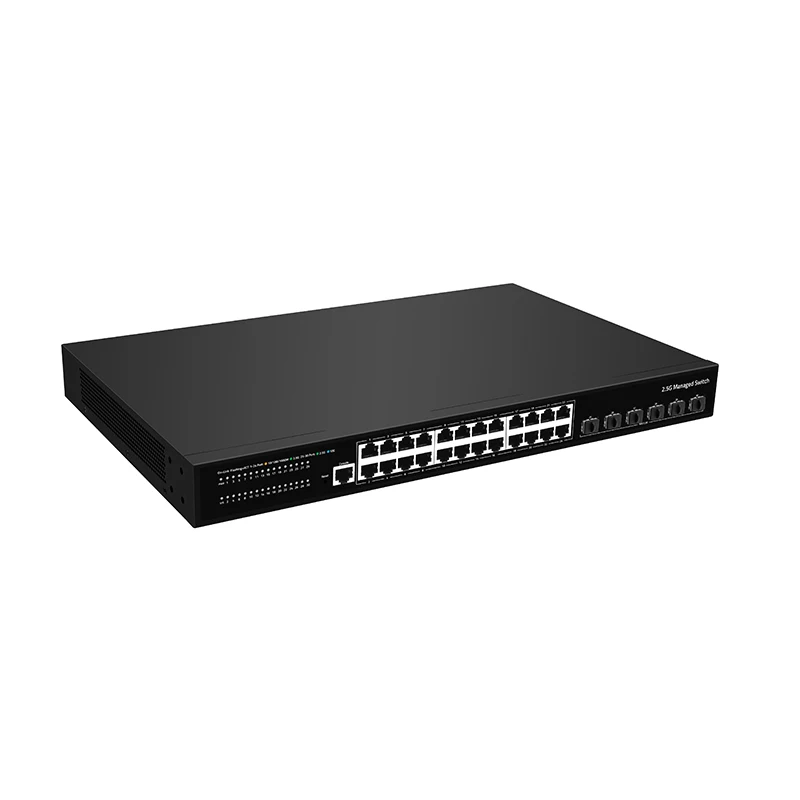 2.5G 24 port Gigabit SFP Port 6*10GE SFP+ Port network managed SFP Fiber Switch L3