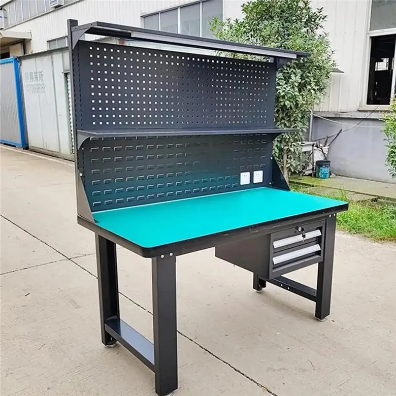 Zhejiang factory ESD assembly line with drawer and toolbox workbench, with LED lighting anti-static work table
