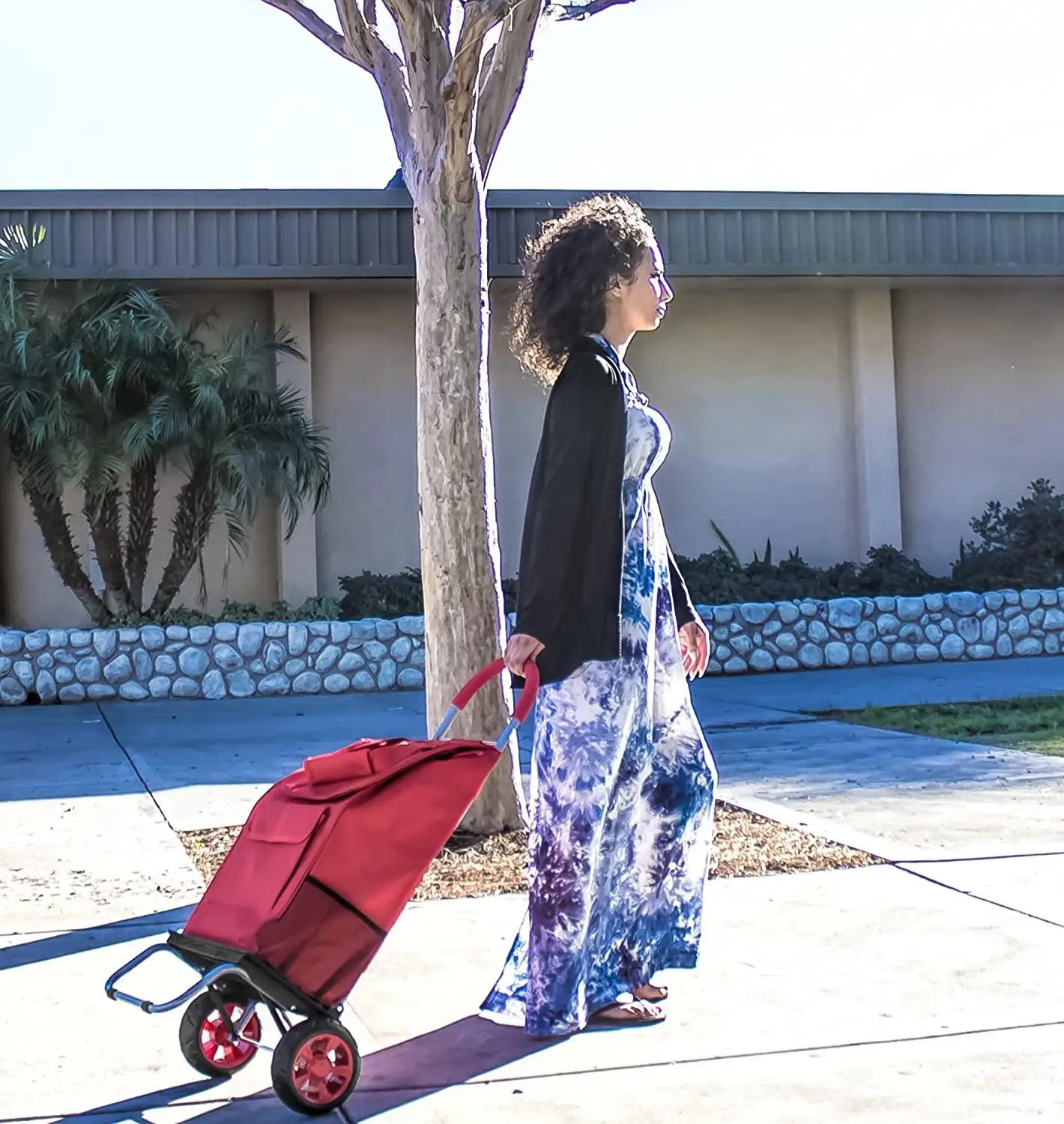 Trolley bag trolley carts Red Cart Economical Strong Supermarket Portable Shopping Bag