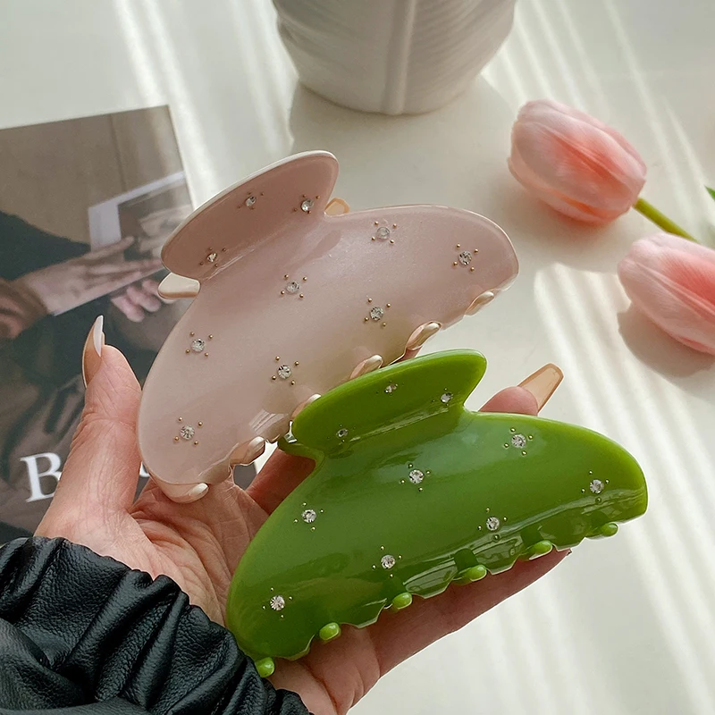 Женские однотонные заколки из ацетата с чешскими стразами 10 см