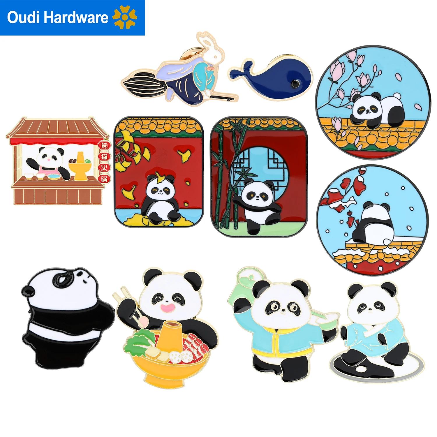 K3045 34*31 мм Panda Peking Opera металлическая брошь по индивидуальному заказу