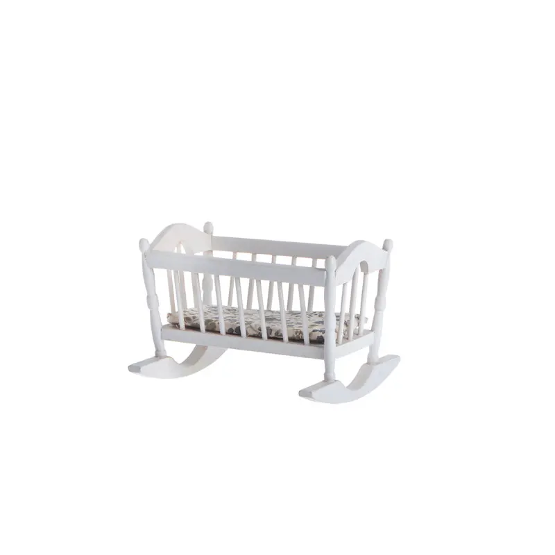 1:12 Dollhouse Miniature Furniture White Baby Cradle,rocking bed, baby bed QW60061