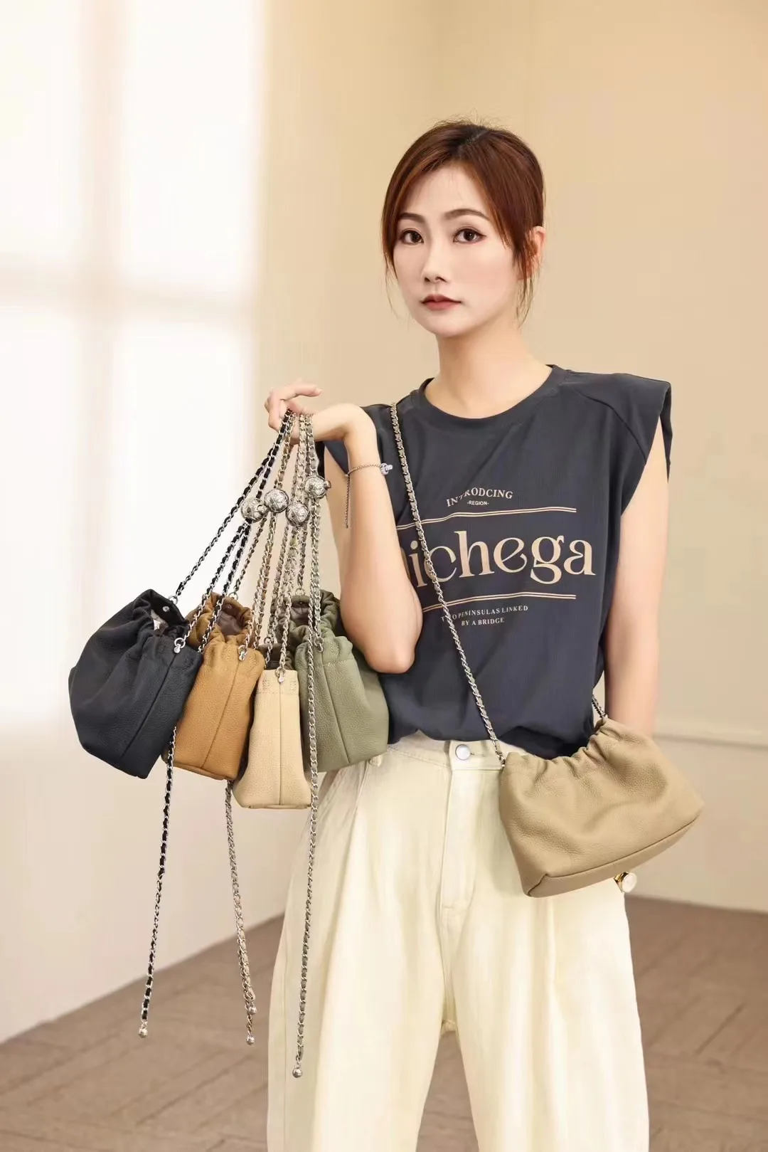 Wholesale Products Sling Messenger High Quality Genuine Leather Ladies Purse And Handbags Luxury Chain Shoulder Bags For Women