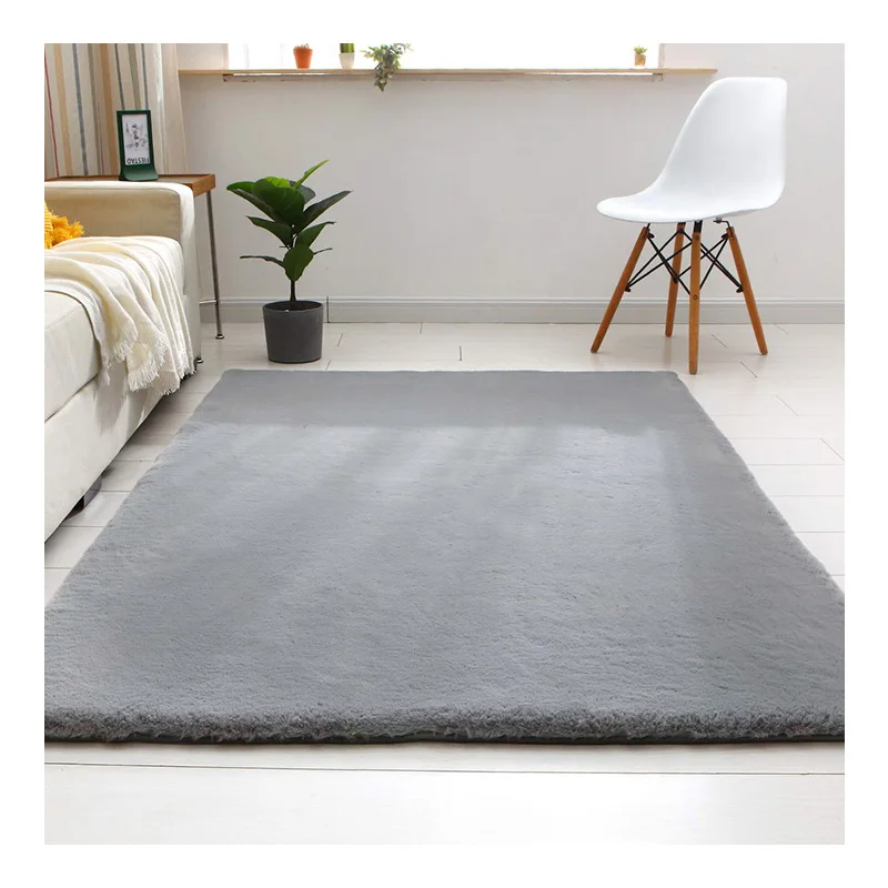 Polyester Fine Yarn Faux Rabbit Fur 500g 600g 800g 1000g 1200g Non slip backing Carpet Rugs for Home Living Room