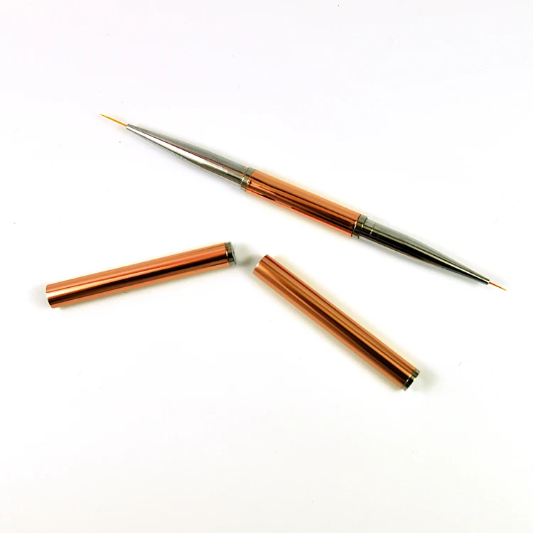 nylon hair rose gold handle double-end liner nail art brush