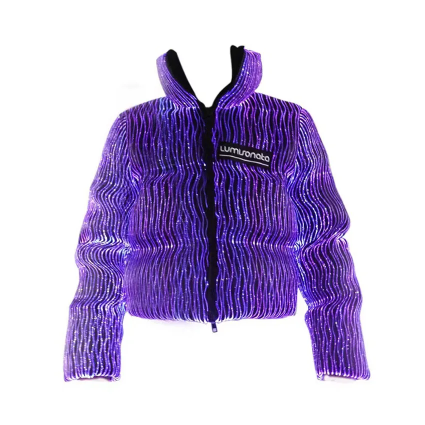LED Fiber Optic Fabric Jacket Clothing Luminous RGB LED Light Up Jacket