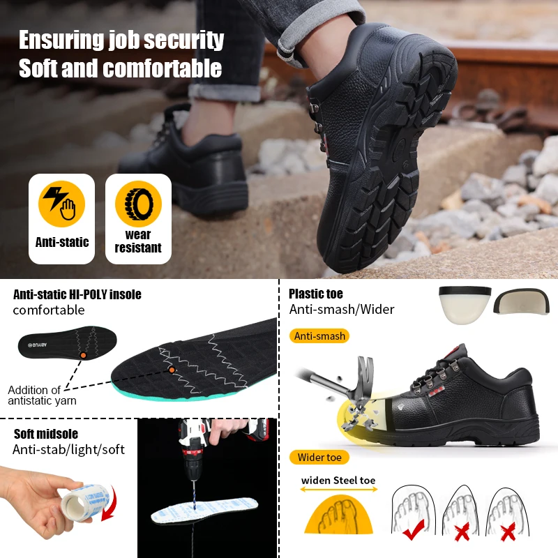 GUYISA Anti-smash, anti-puncture, anti-static, acid and alkali safety shoes for men