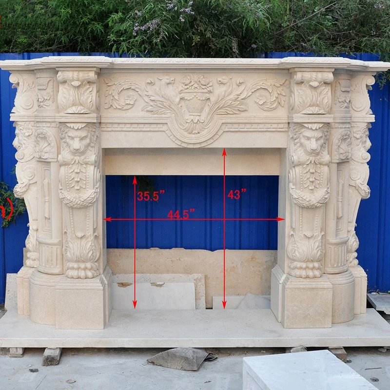 Fancy Wholesale Natural Stone Carved Marble Carving Fireplace