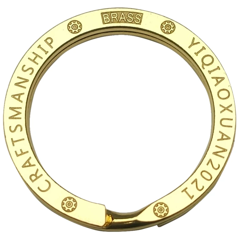 solid brass flat wire engraved logo keyholder solid brass split keyring hardware holder