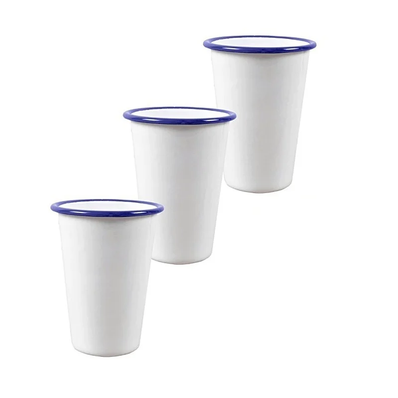 KLP customized 12oz steel print Colourful camping Metal Enamel Coffee Tea Cups Mugs