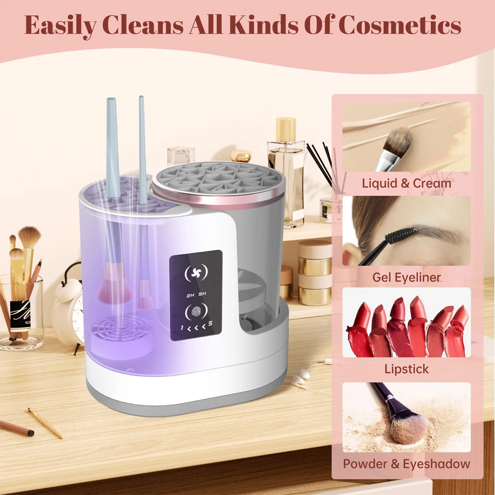 Multi-Functional Automatic Cosmetic Electric Makeup Brush Cleaner Machine with Makeup Brush Dryer for Makeup Sponges and Brushes