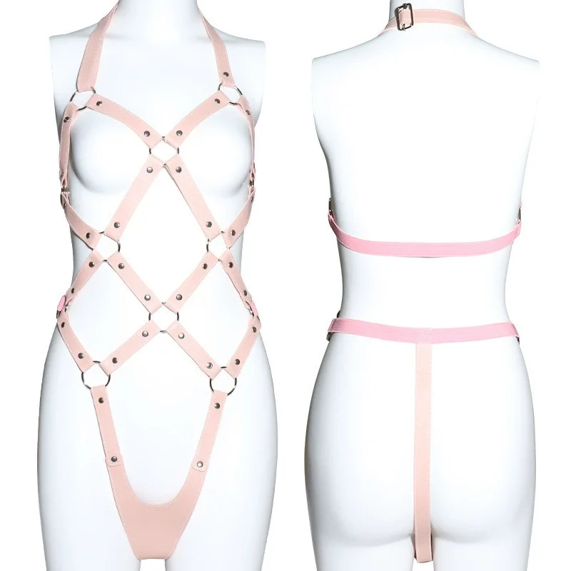 Sexy Female One-Piece Leather Bondage Gear Alternative Adult Sex Toys for Couples