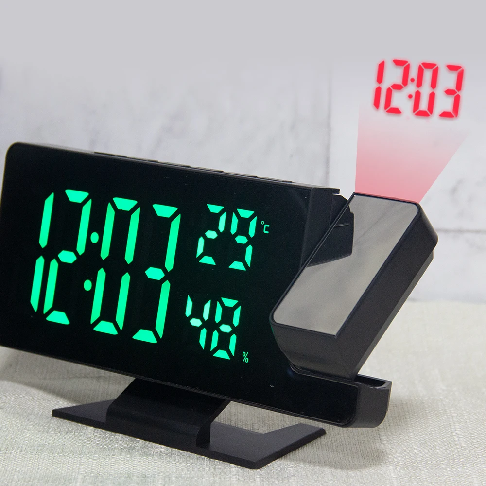 EMAF Thermometer Electronic Led Projector Alarm For Bedrooms   Chargers Projection Clock bathroom mirror with led lights
