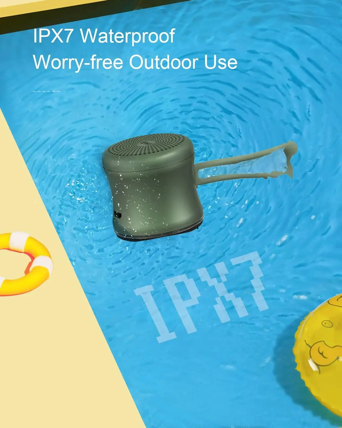 Mini Bluetooth Speaker with Lanyard, EWA A119 Tiny Powerful Cute Metal Wireless Portable Small Speaker with IPX7 Waterproof