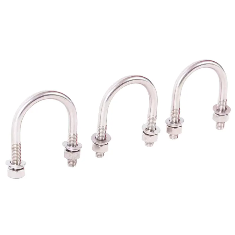 Stainless Steel 304 316 Pipe Clamp Bending Truck Boat U Bolts with Hex Nut Washer zinc Carbon Steel U bolt For leaf spring