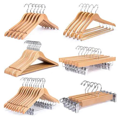Wood Suit Hangers for Clothes Premium Quality Wooden Coat Hangers with logo Strong and Durable Suit Hangers Natural