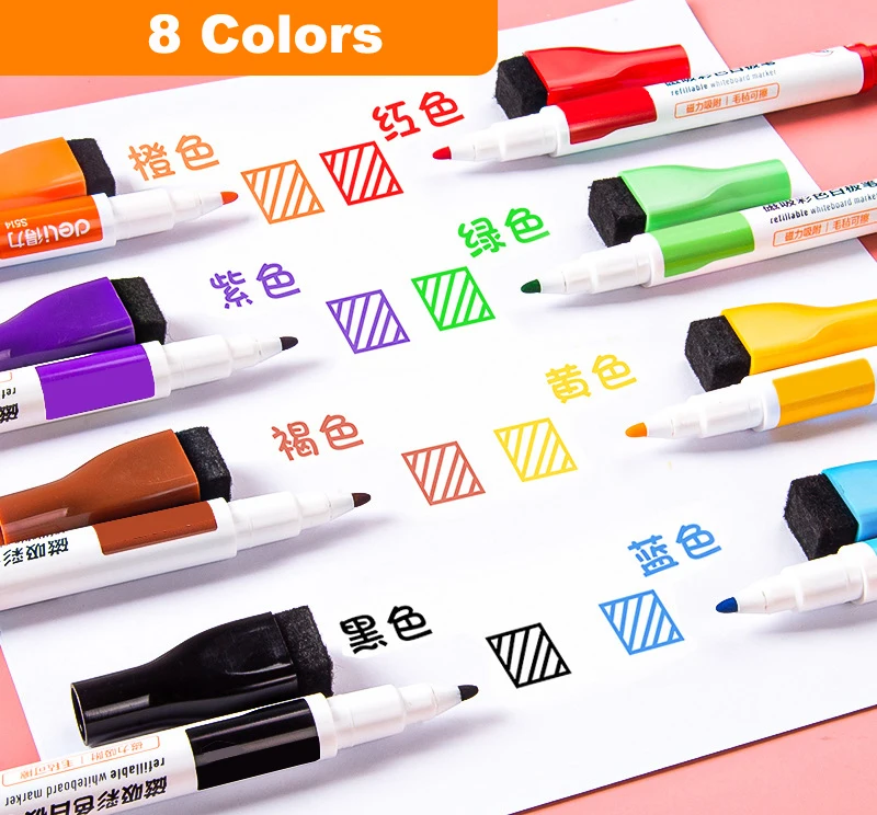 Top quality long life usage vivid color smooth writing strong neodymium magnet dry erase pen