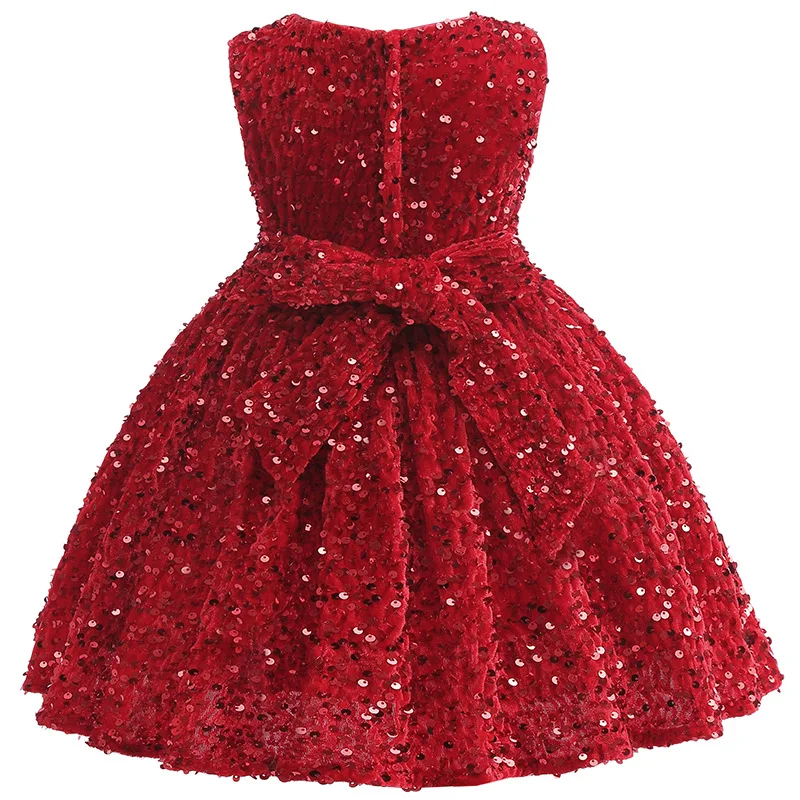 Baby Girls Wedding Birthday Party Gown Costumes Red Green New Years Kids Sequin Princess Christmas Dress