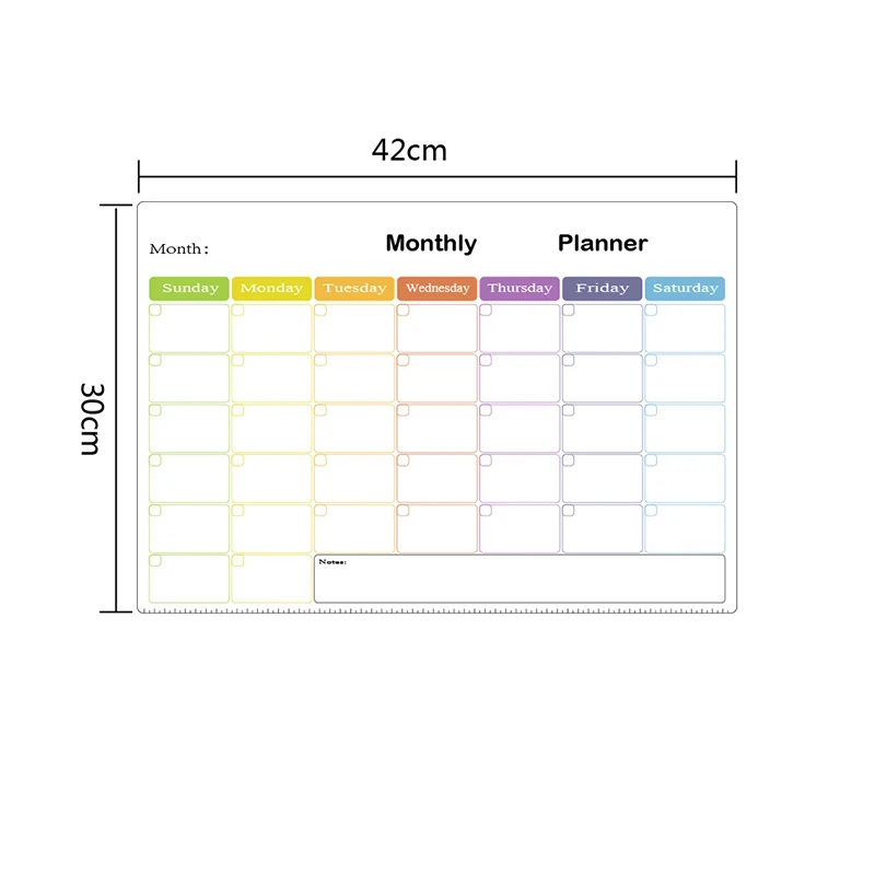 Uptodate PET 30*42CM Magnetic Day weekly Monthly Soft Dry Erase Wall Whiteboard Calendar Stickers