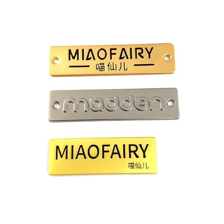 Wholesale Customized Clothes Bag Metal Label Nameplate Logo Plate Metal Label For Hats Handbag Jeans