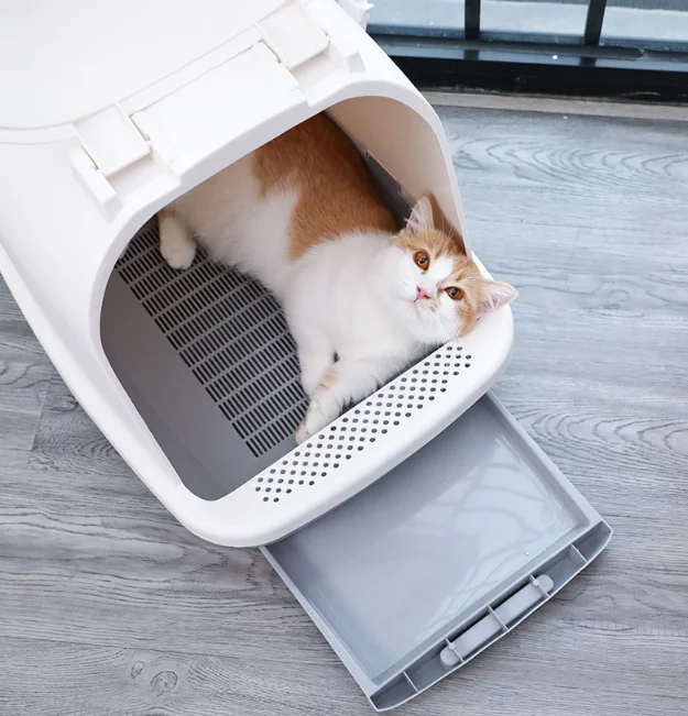 Large Size Totally Closed Pet Poop Cleaning Anti-splash Cat Litter Box