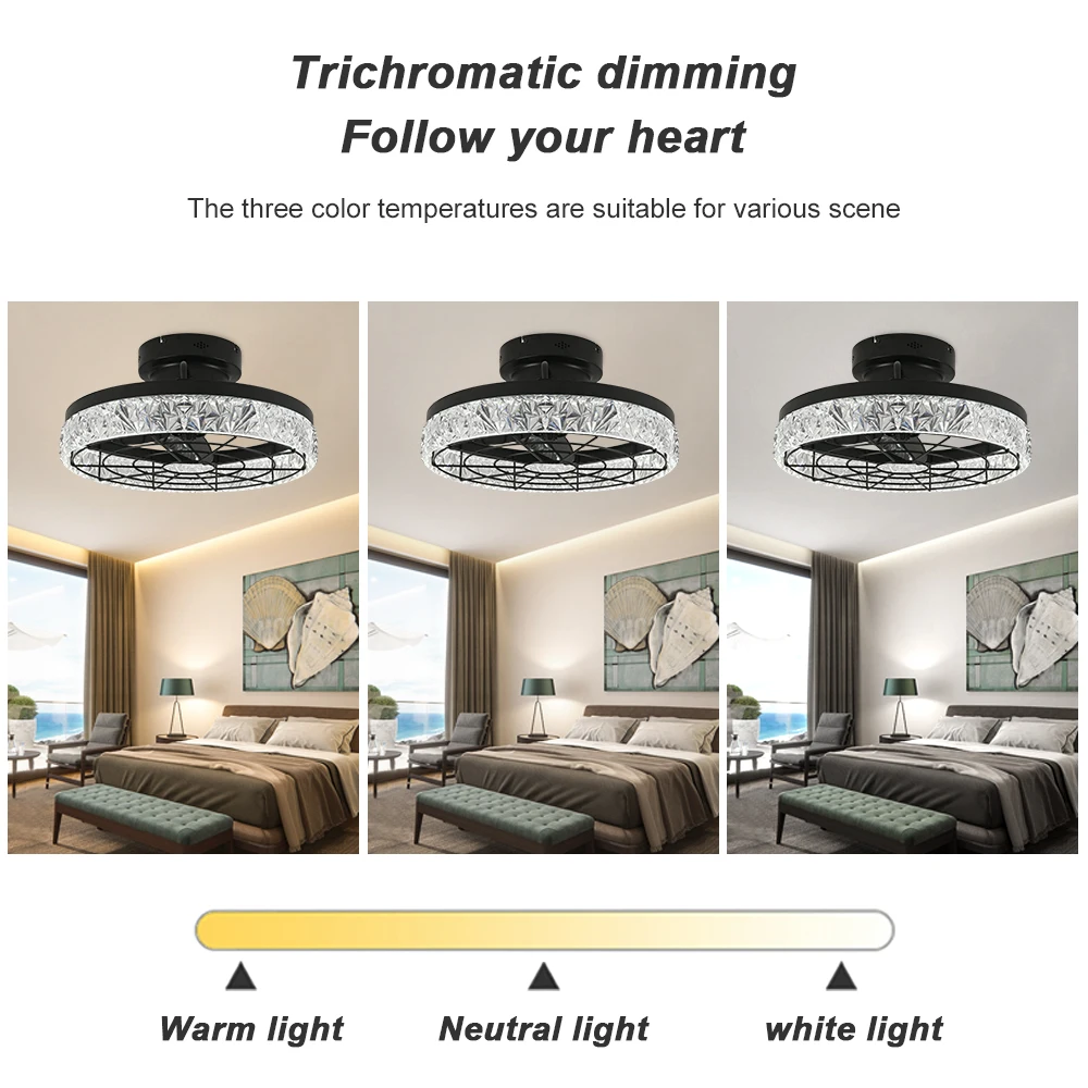 Modern Design Decorative Indoor Rgb Ceiling Lights 20 Inch Silent Ventilation Ceiling Fan With Light