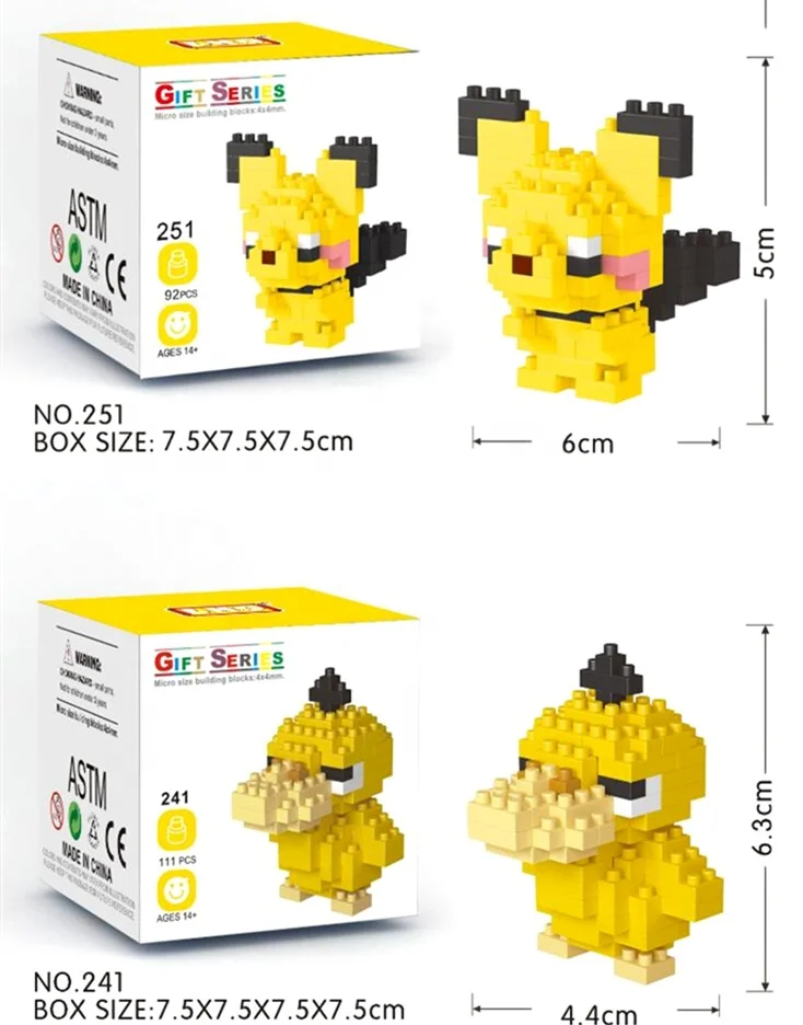 Mini brick game Pokemoner mini Building Blocks toys Micro-small Particles Pokemoner Toys Cartoon blocks Pocket toys (NO.PA0040)