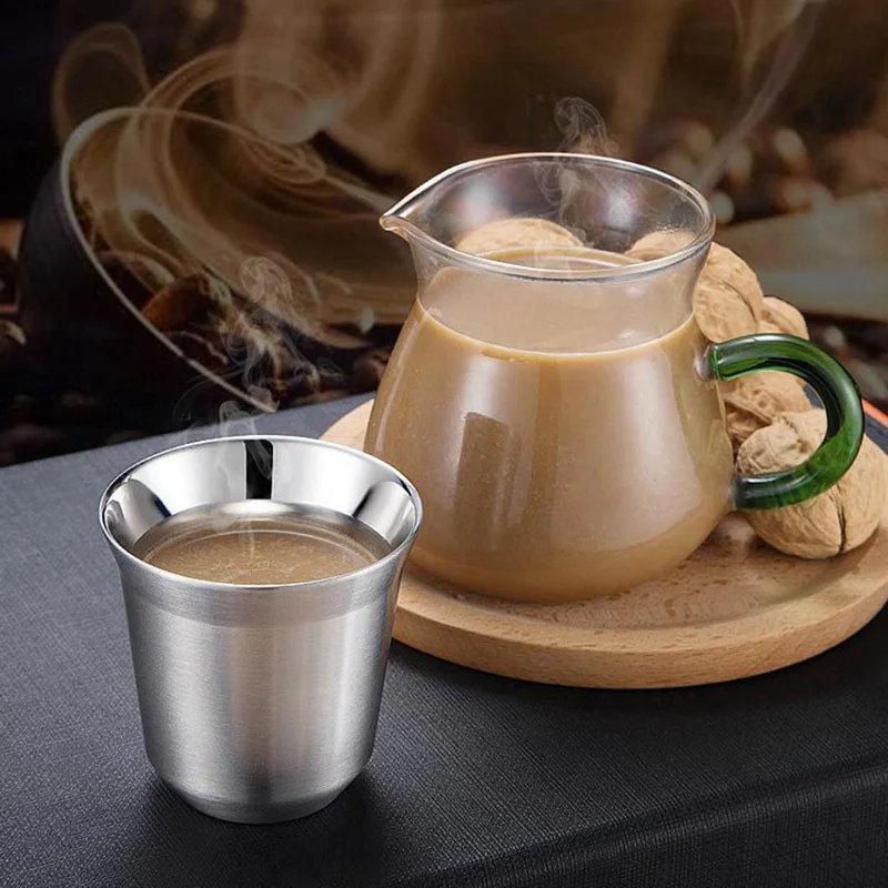 51-100ML Portable Espresso Mugs Double Wall Stainless Steel Water Tea Small Mini Espresso Coffee Cups