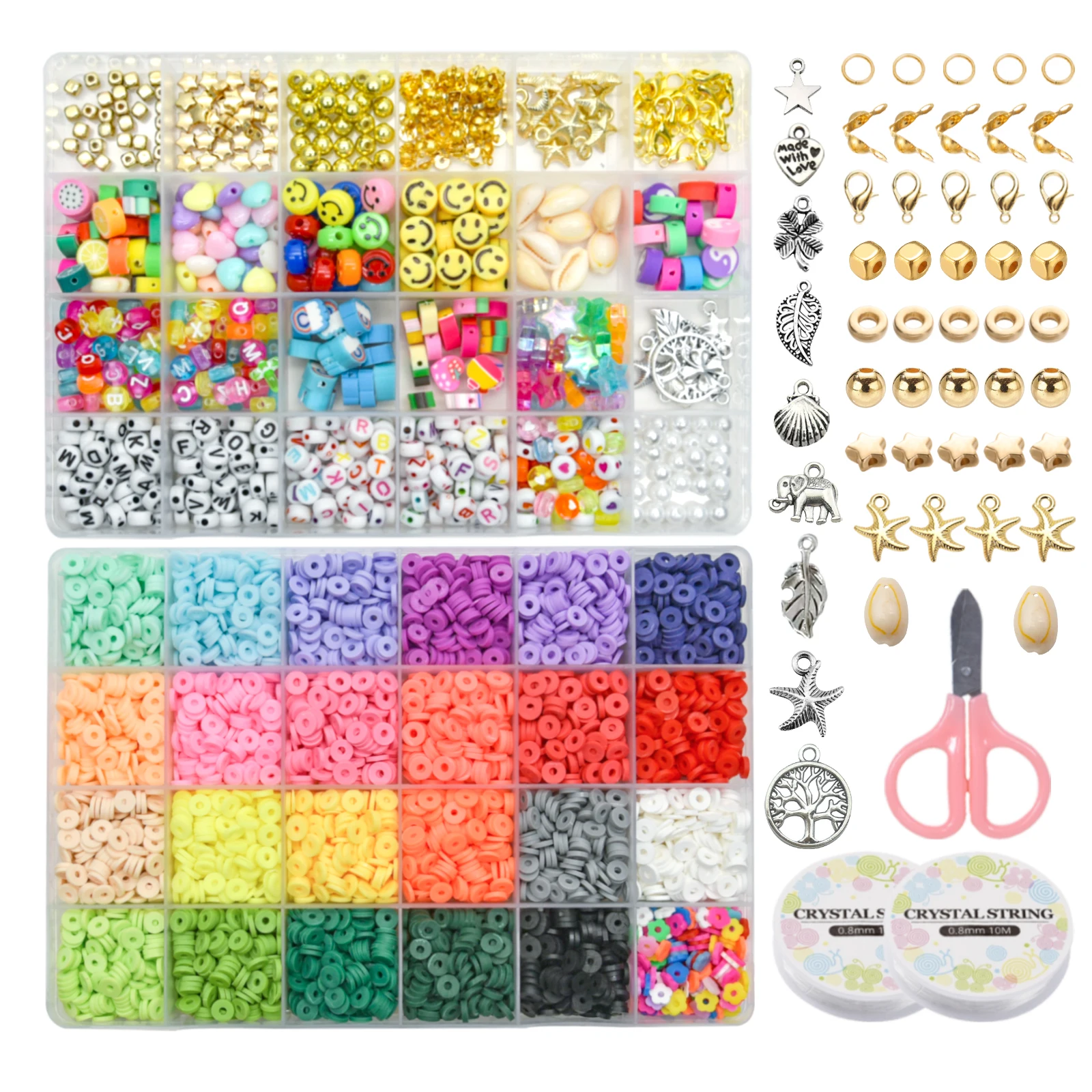 2Types 6000PCS Unicorn 6mm Polymer Clay Heishi Resin Flower Fruit Letter Alphabet Beads Charm DIY Beads For Bracelets Making Kit