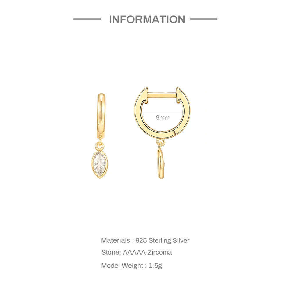 EQE52 Wholesale Jewelry S925 Silver Earrings With Zircon Charms High Quality 14K Gold Plated Drop for Women