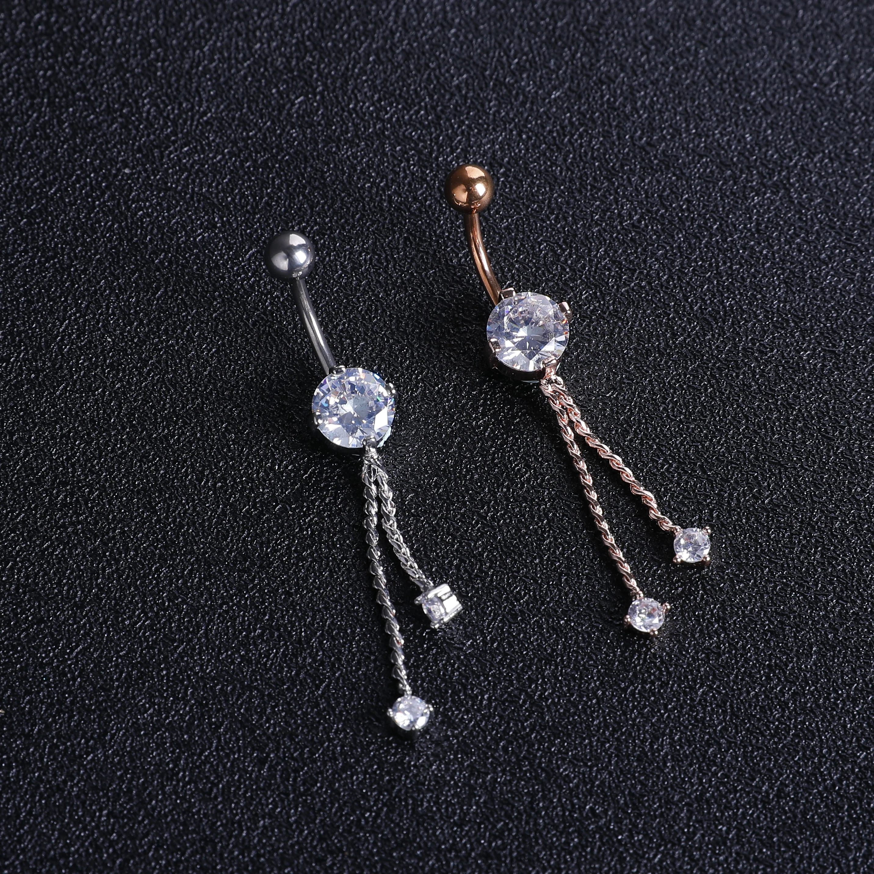 Rose Gold Silvercolor Navel Body Piercing Jewelry Beautiful Belly Button Ring Navel Dangle Body Piercing Jewelry