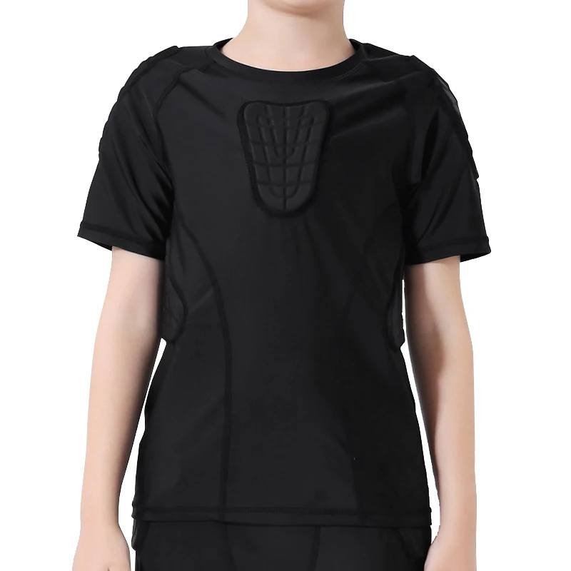 Football Basketball Anti Collision Padded Compression Shoulder Shirt Gym Kids Sports Wear