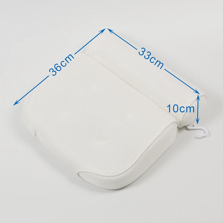 wholesale Luxury Breathable Non-Slip 3D Mesh bathtub pillow With 4 Suction Cups washable Back Neck bath pillow