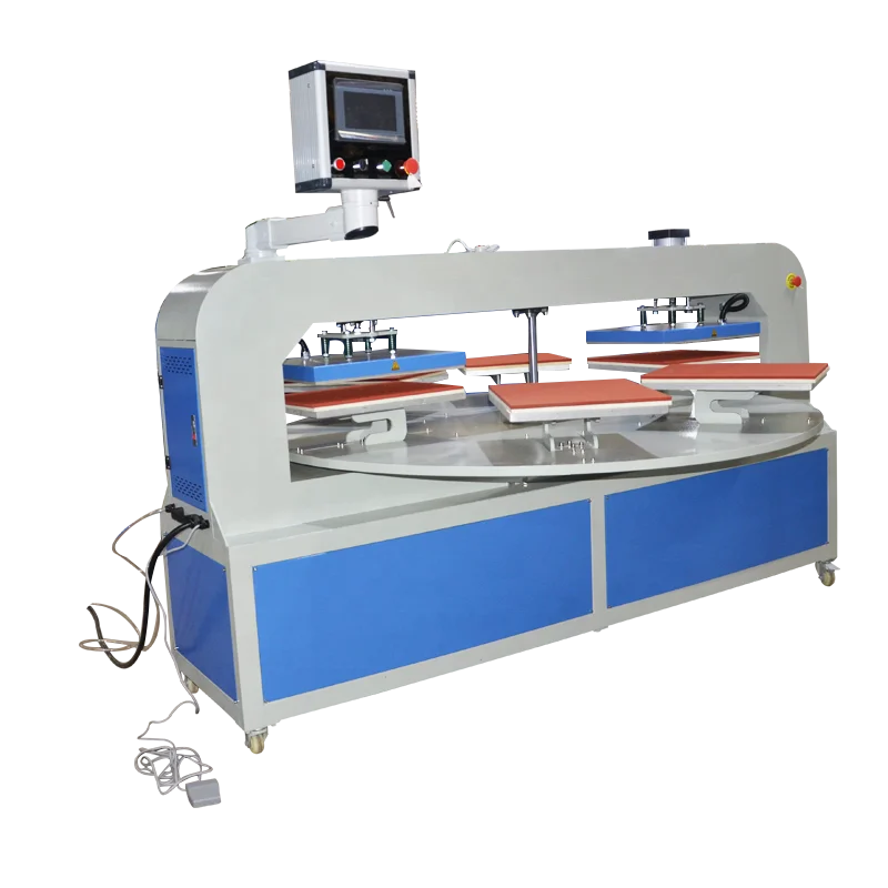 16x24in area size hydraulic printing press logo/label/tagless heat transfer machine 6 stations automatic for t-shirts DTF film