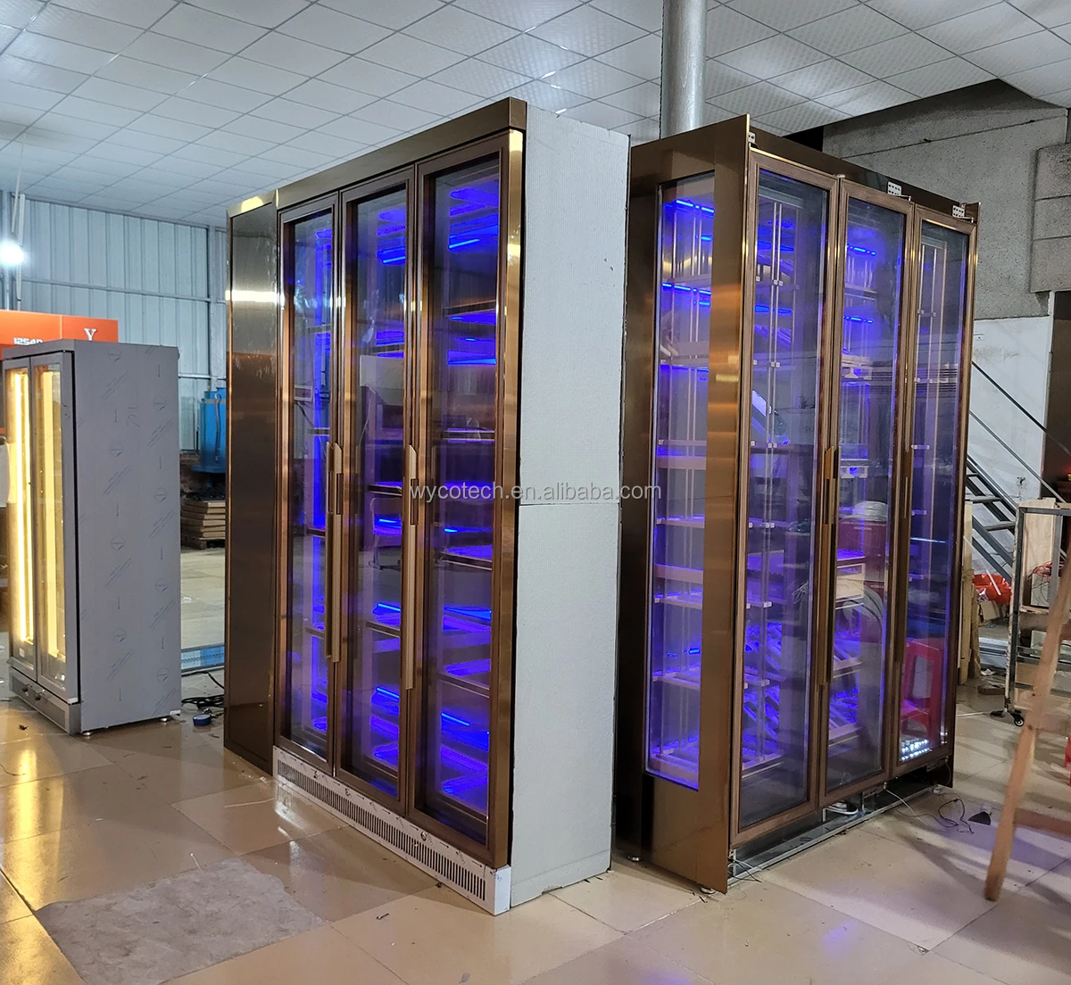 8 Colors LED Light 2 Sides Glass High Quality Wall Mounted Built-in Free Standing Size Customized OEM Design Display Wine Cellar