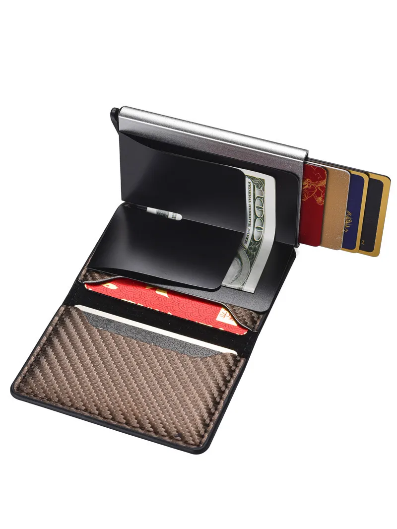 Customized Logo Rfid Blocking Aluminum Metal Wallet Minimalist Wallet Credit Card Holder With Money Clip