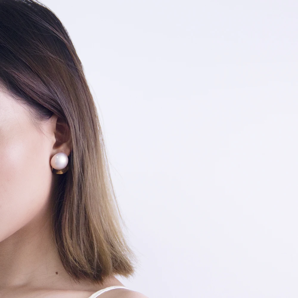 Fashion stud earrings irregular sequins sweet minimalist pink pearl earrings for women