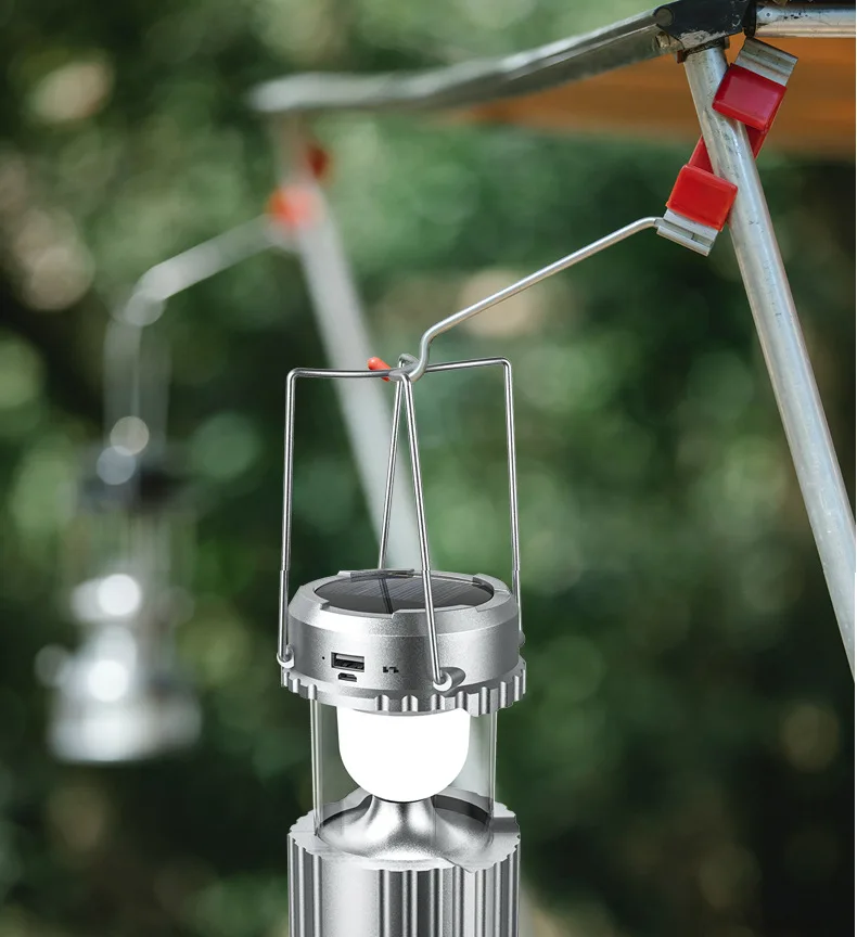 2024 New 360 Degrees Solar Camping Fan 3000mAh Rechargeable LED Lantern Tent Light with Flashlight & Speaker