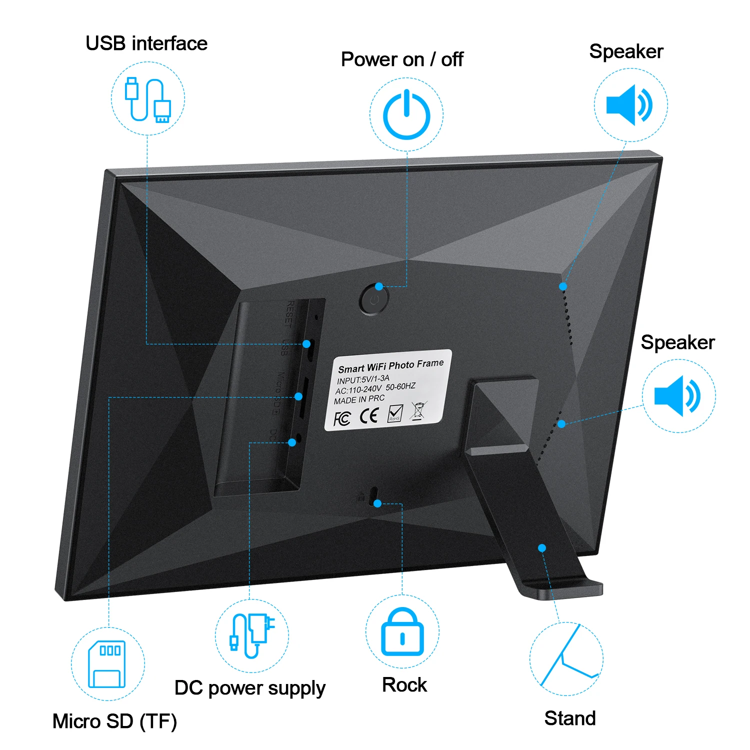 8-дюймовая цифровая фоторамка с Wi-Fi 1280*800 IPS