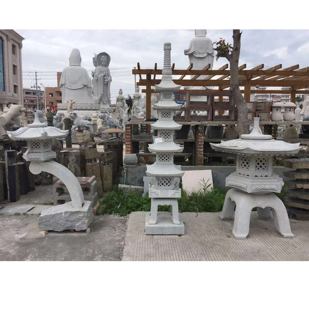 Japanese granite stone garden pagodas lanterns