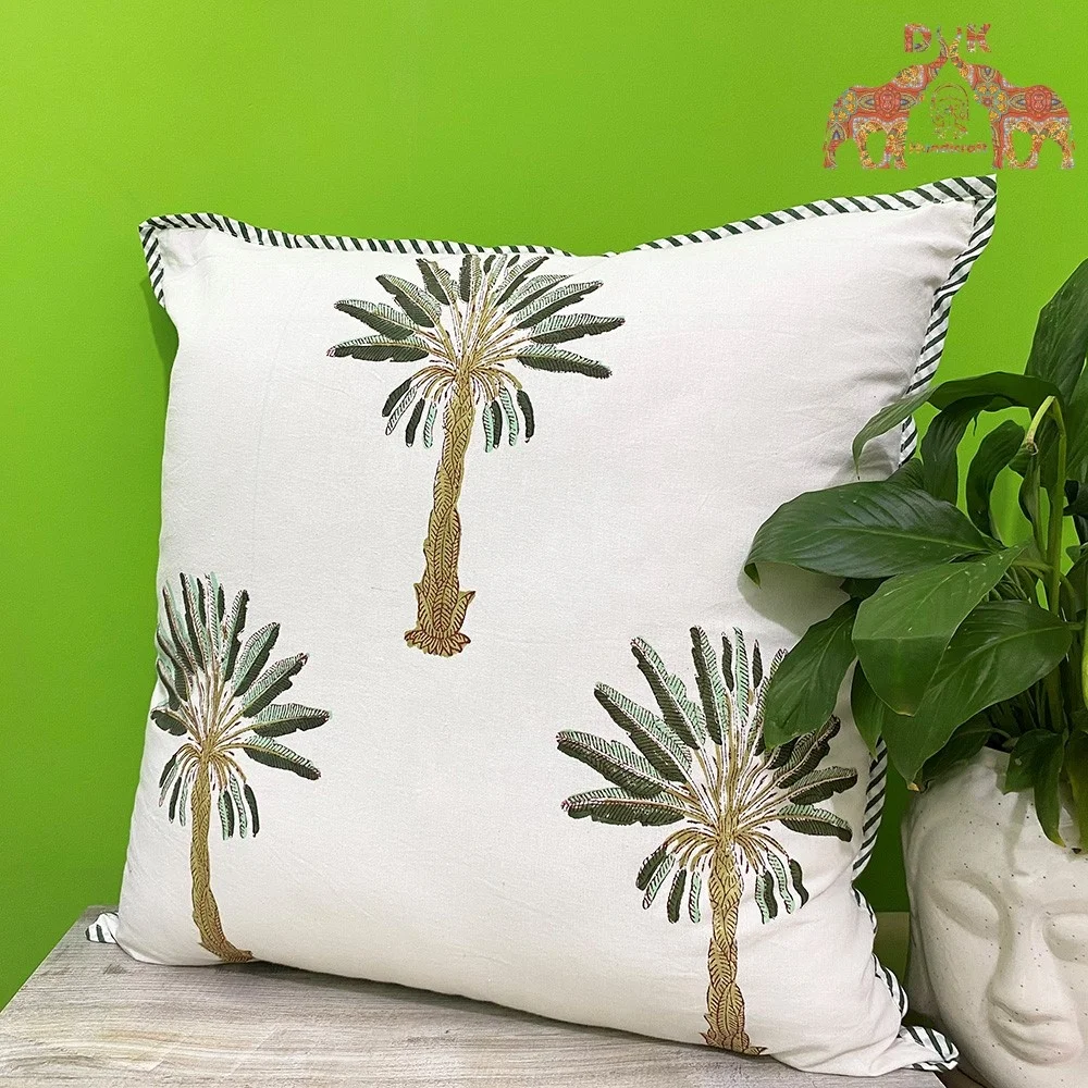 Luxury cushion cover cotton hand block print cushion cover sofa car home hand made cushion cover