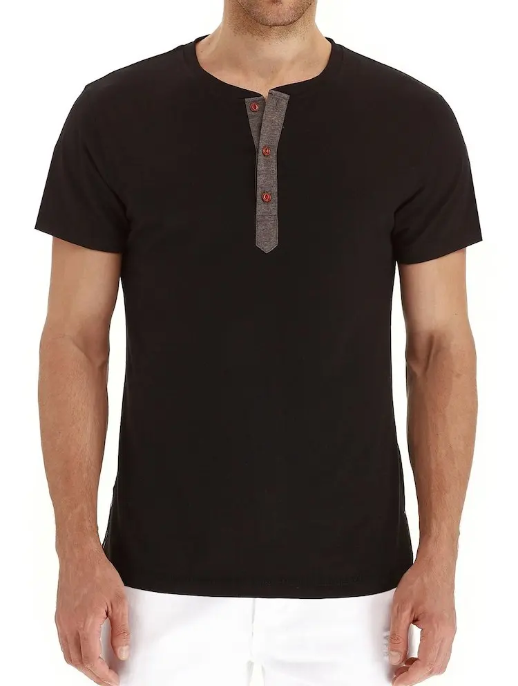 Summer Casual Cotton Crew Neck Button Open Solid Colors Cheap Branded Custom Logo T Shirts