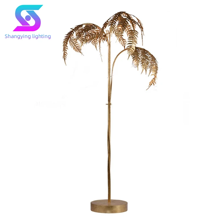 Modern Led Lighting Golden Home Hotel Decorative Palm Tree Copper Nordic Stand Light Floor Lamp