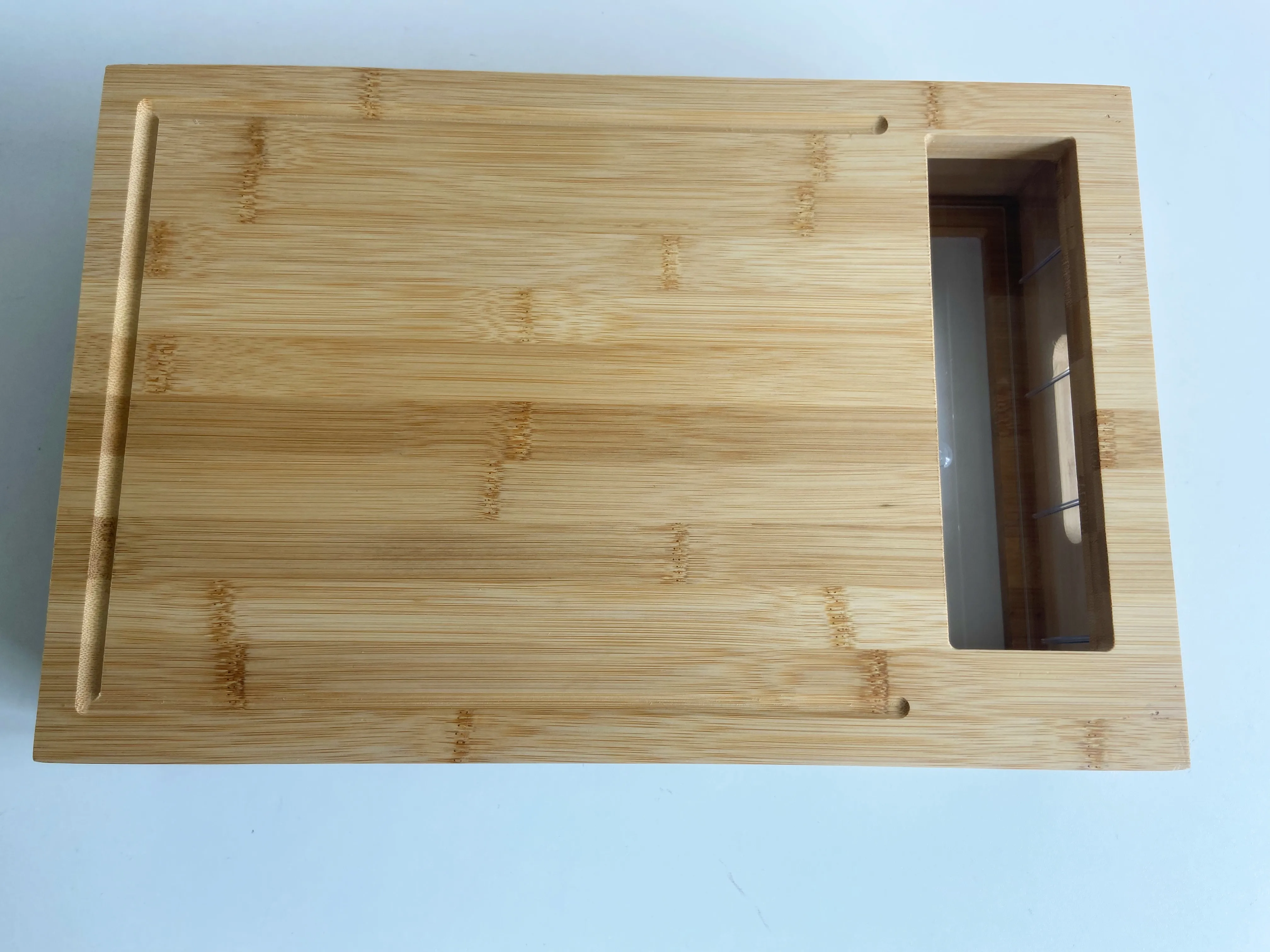 Bamboo Cutting Board With Drawers And 4 container Tray Juice grooves