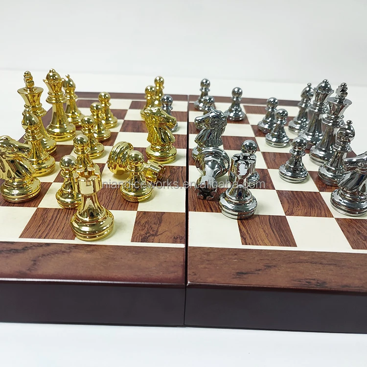 wholesale metal chess boards or wood chess boards custom Gold silver antique metal chess sets for sale