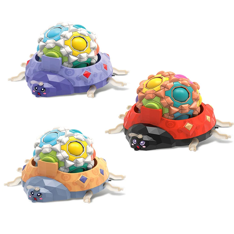 Top Selling 2 IN 1 Coloful flash ladybug car Toy Rainbow massage Magic Ball Stress Balls Rainbow Ball Puzzle Fun Fidget Toy