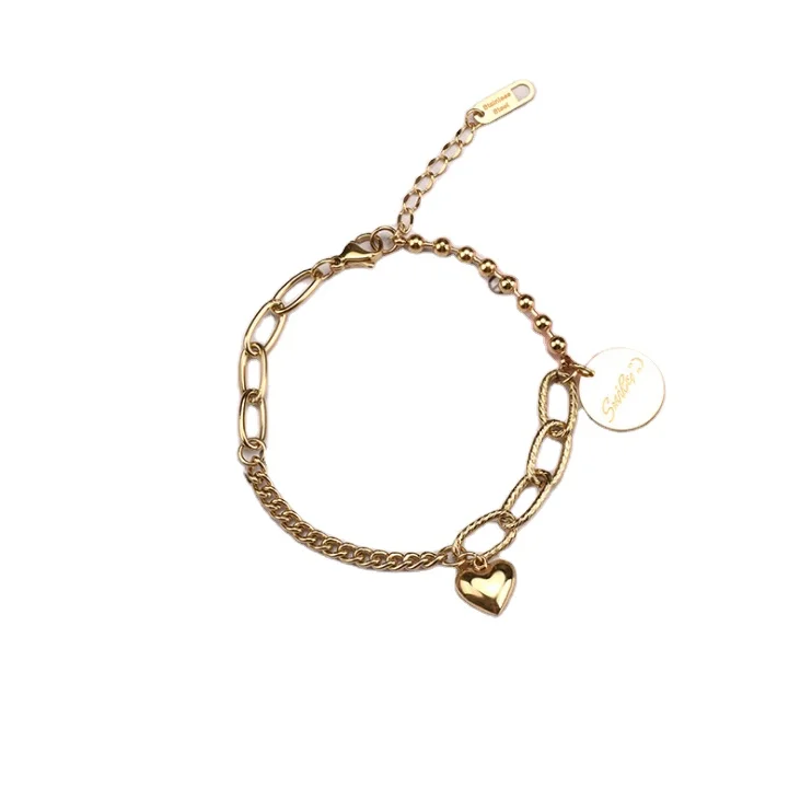New titanium steel 18k round stainless design letter smiley face bracelet