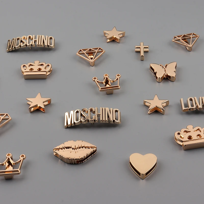 Custom Alloy Plating Shoes Brand Metal Logo Tags Clothing Sewing Custom Metal Label for Shoes