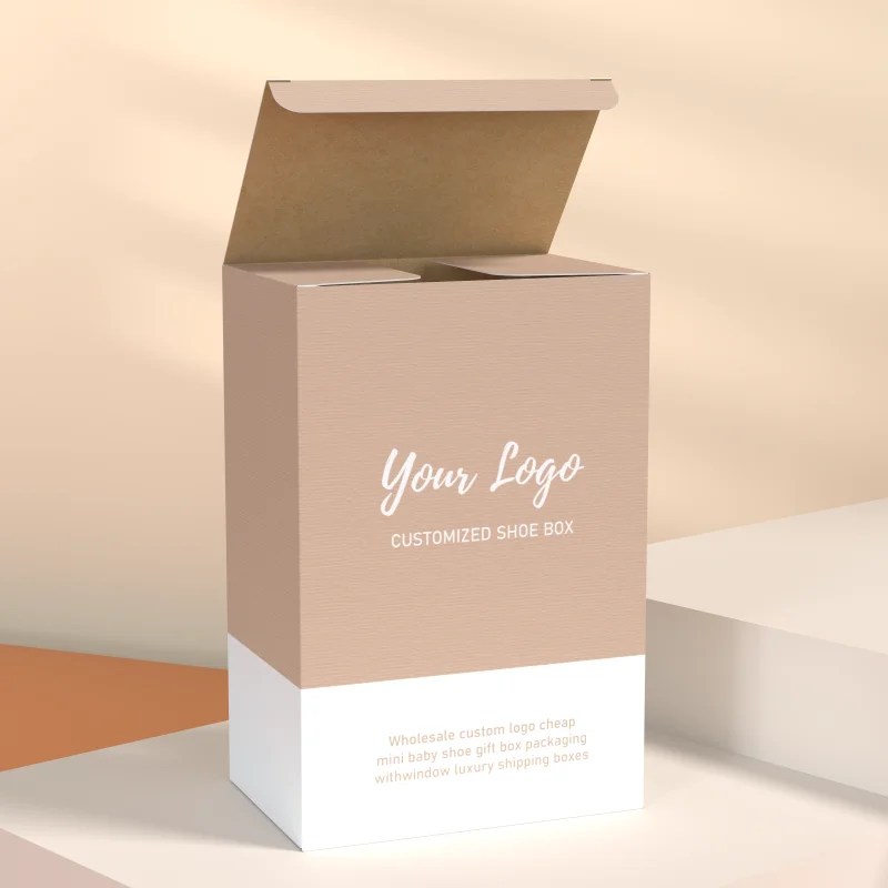 Wholesale Custom Logo  Luxury Mini Baby Shoes Box Gift Pink Socks Packaging  Boxes With Window